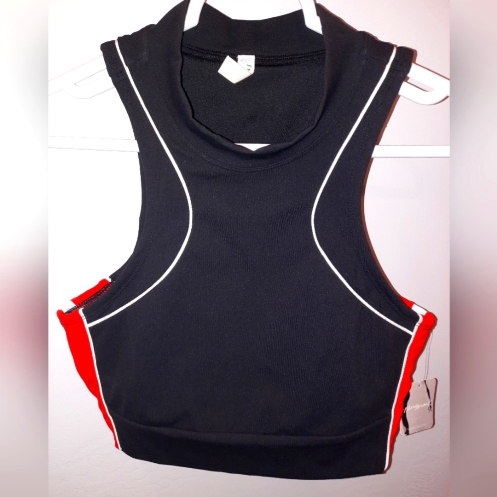 NWT Free People red,black & white, size small workout top bra